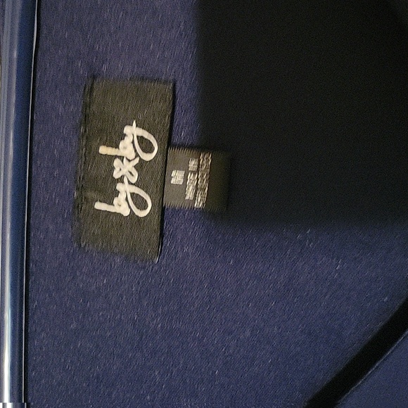 By & By Navy Blue Dress Medium Sheath Swing Chiffon‎ Lined V-neck Crochet - Picture 4 of 6